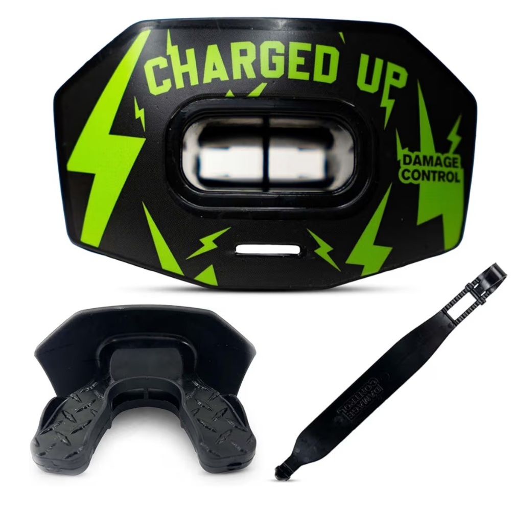 Charged Up Football Mouthguard - Black and Green